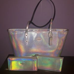 RARE. HTF. Iridescent Coach Hologram Silver set.